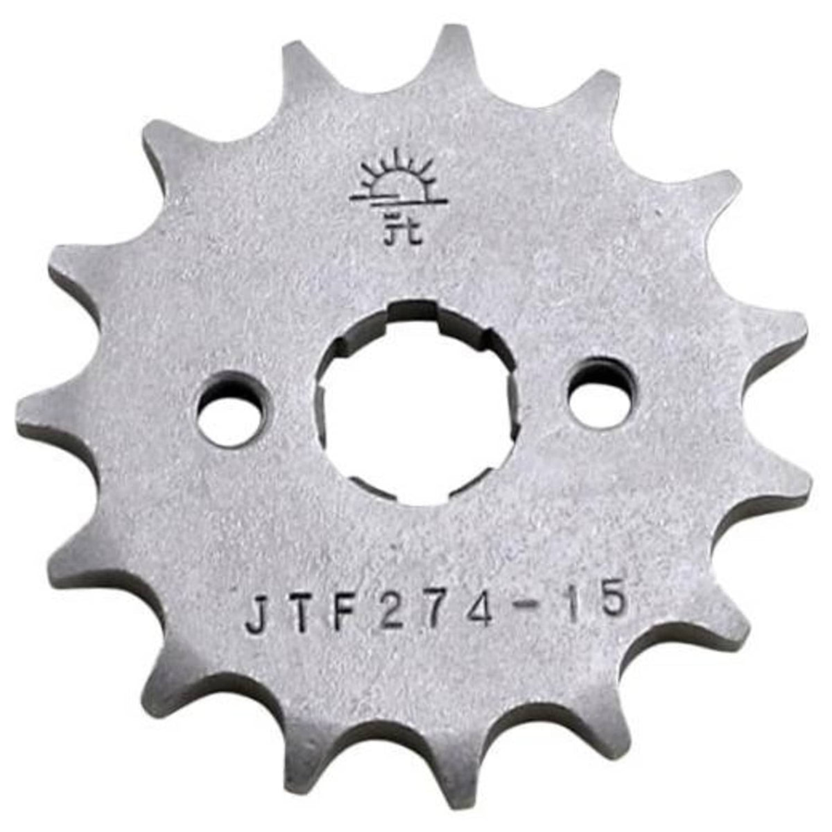 Steel front sprocket with 15 teeth, center bore, JTF274-15 marking