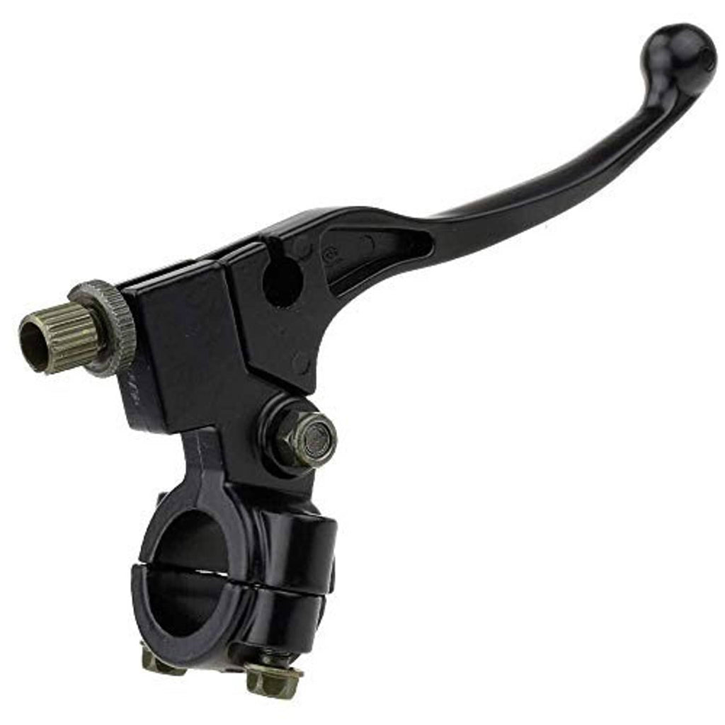 Black left clutch/brake lever perch with threaded pivot stud and curved lever handle