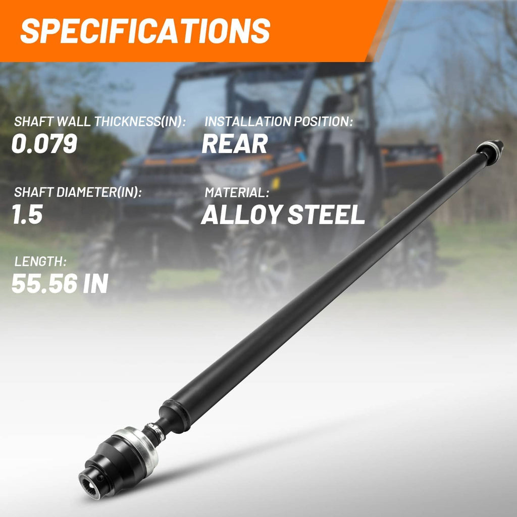 Black drive shaft with silver bearing-style joint at one end