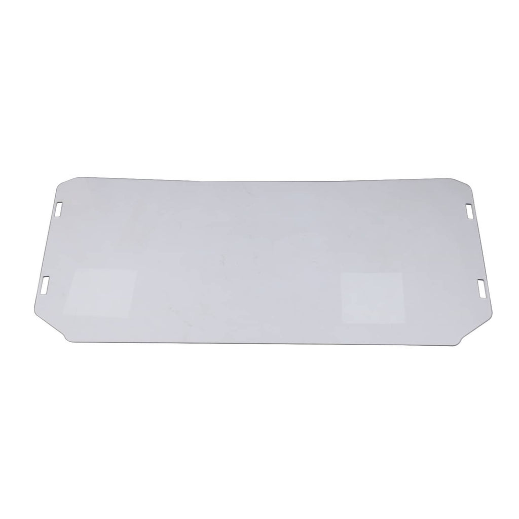 Clear front windshield panel with side mounting holes