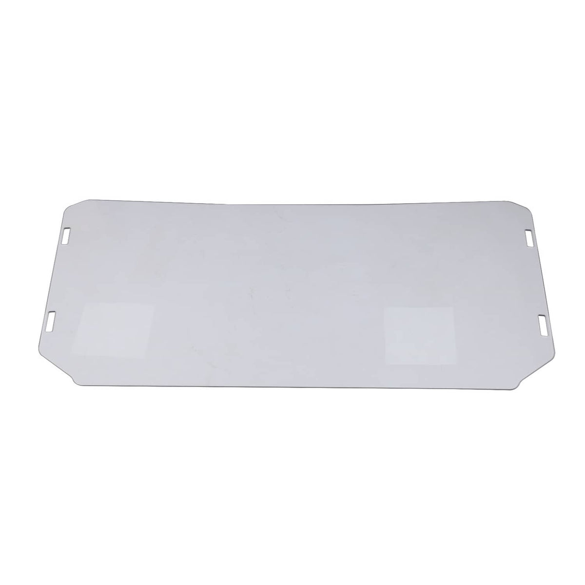 Clear front windshield panel with side mounting holes