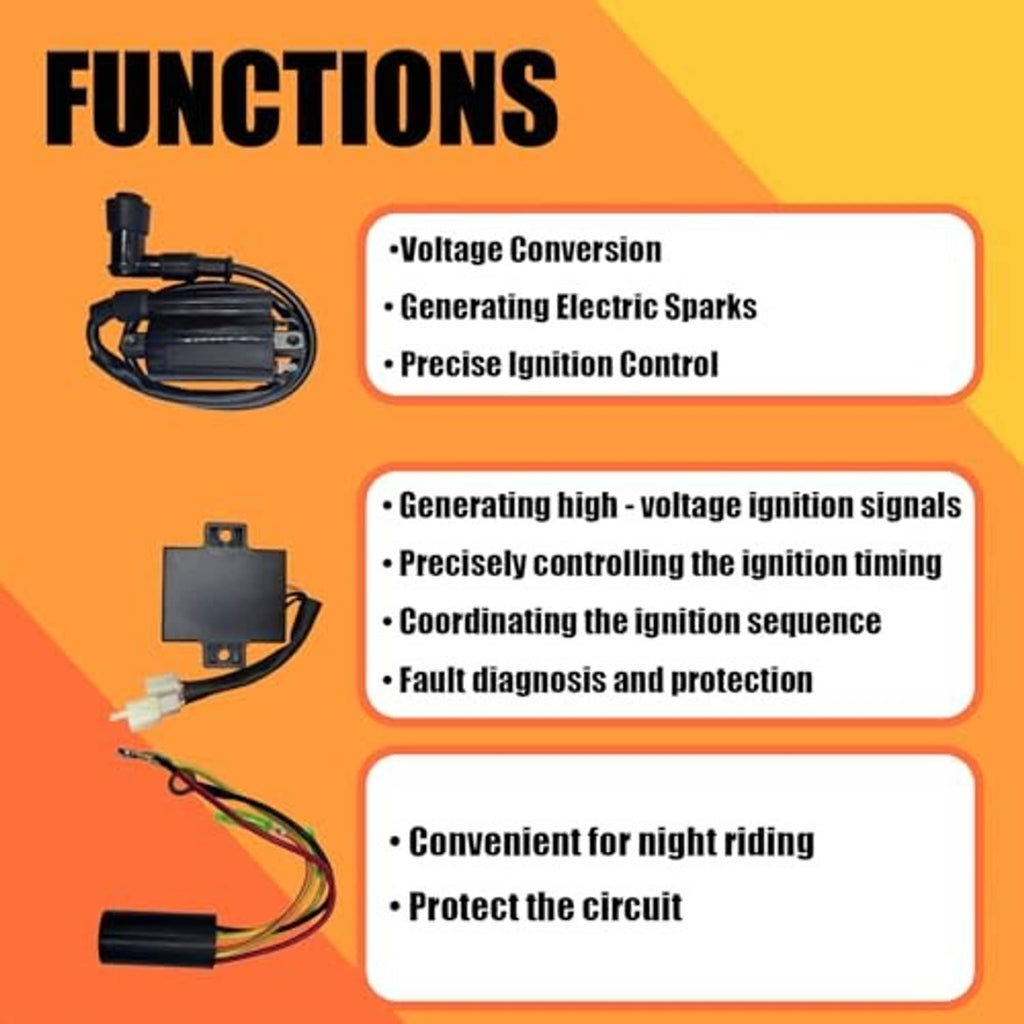 CDI ignition module functions diagram with wire and control box icons