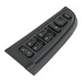 Black driver side power window switch panel with multiple control buttons