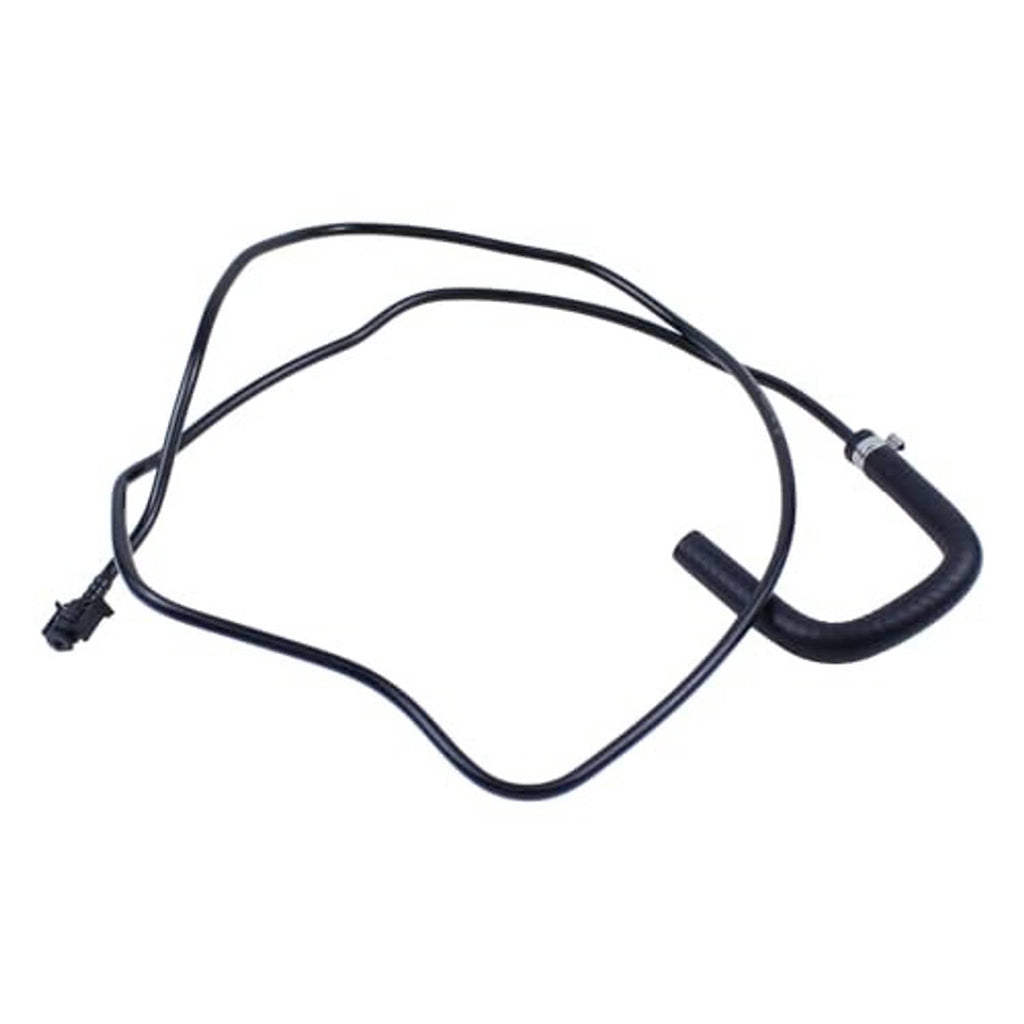 Radiator overflow hose assembly with black tubing and two electrical-style connectors