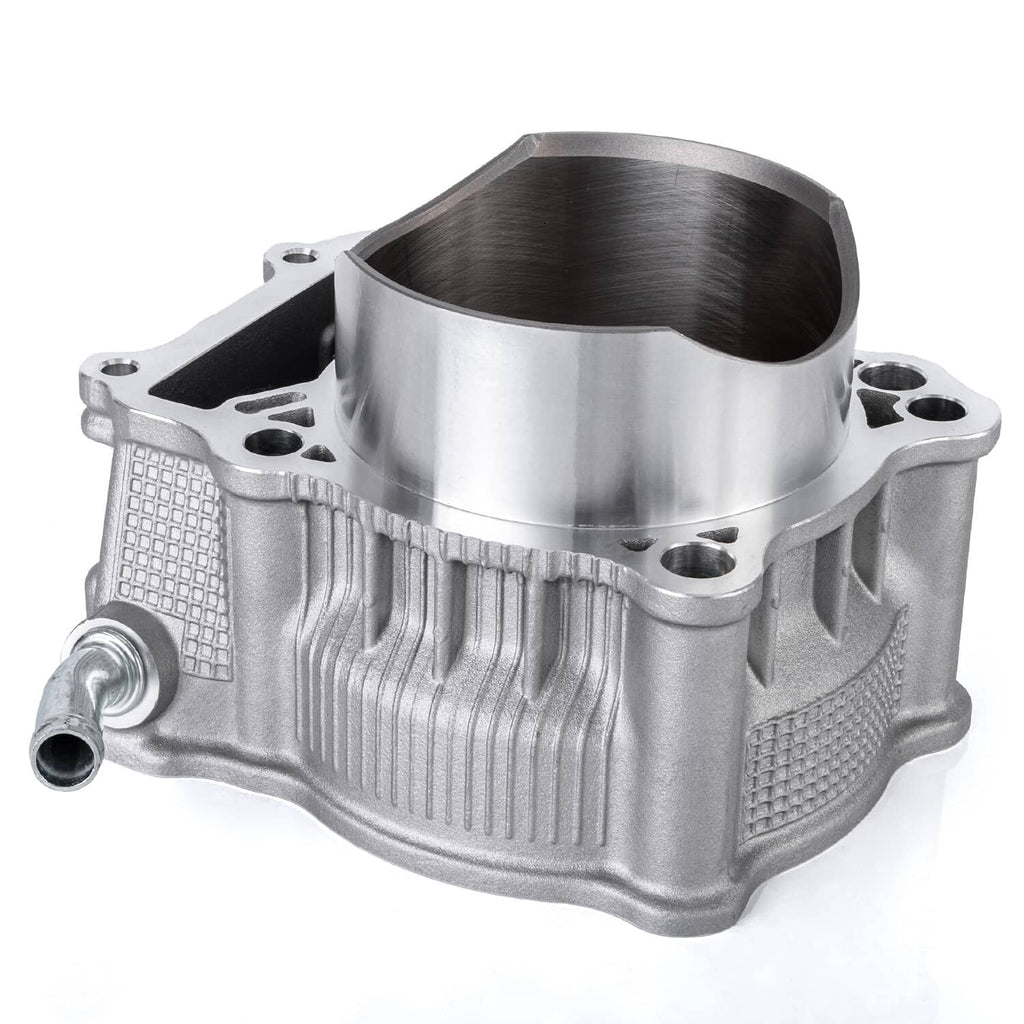 Metal motorcycle cylinder block with large bore opening and side mounting ports