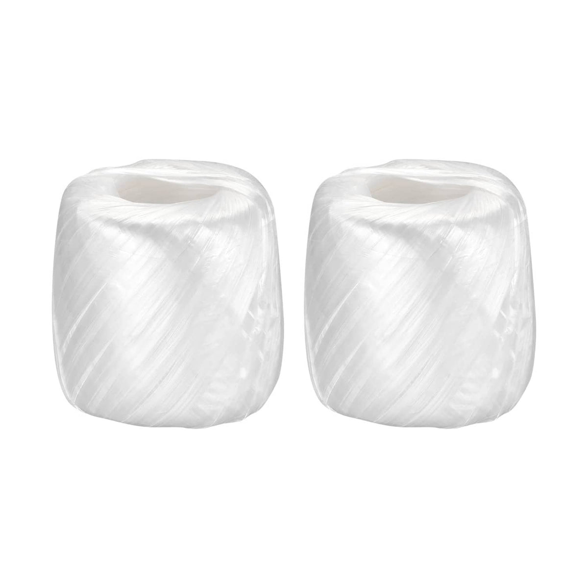 White plastic rope twine, bundled spools, household supply for tying and binding