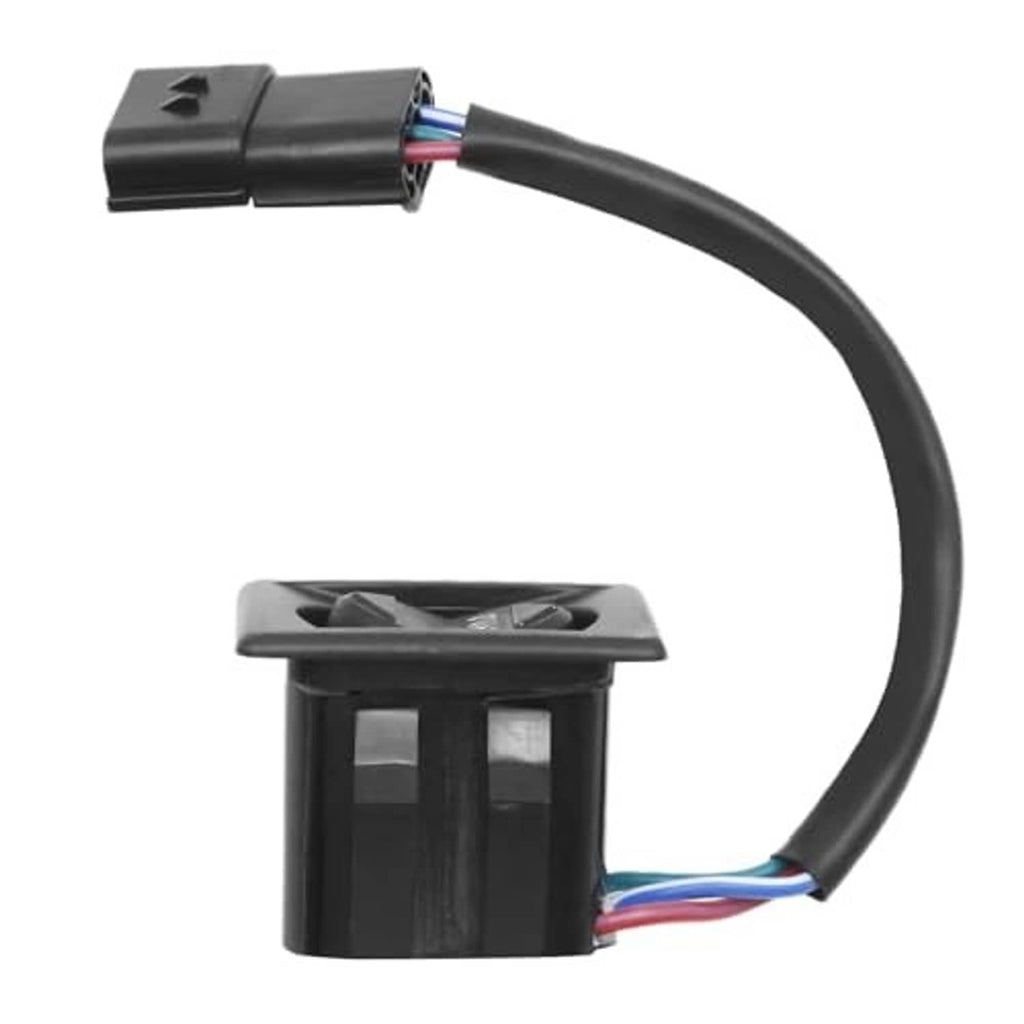 Black trim switch with mounting base and three-wire connector