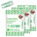 Orthodontic flosser packaging set with green toothpick-style flossers