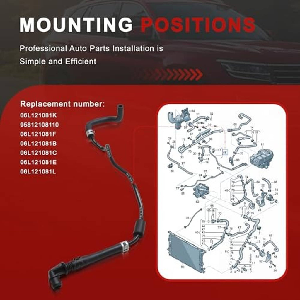 Engine hose pipe assembly with black vent line and metal connectors for replacement
