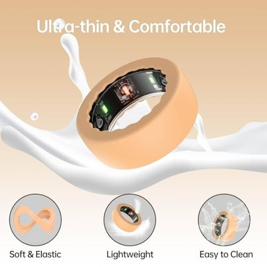 Ultrathin silicone ring cover, dark gray exterior with open cutout for the ring.