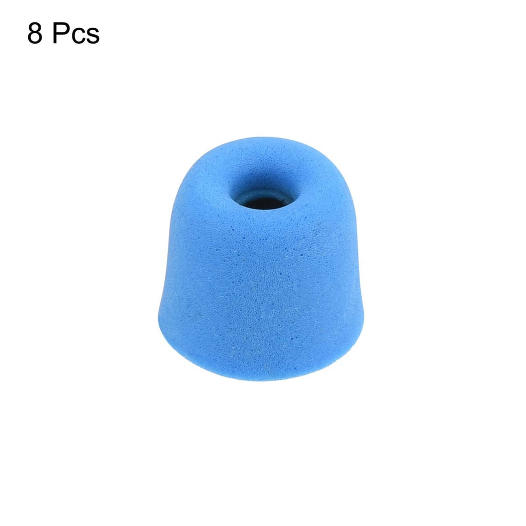 Blue foam ear tip for earbuds, rounded soft cap with a center opening