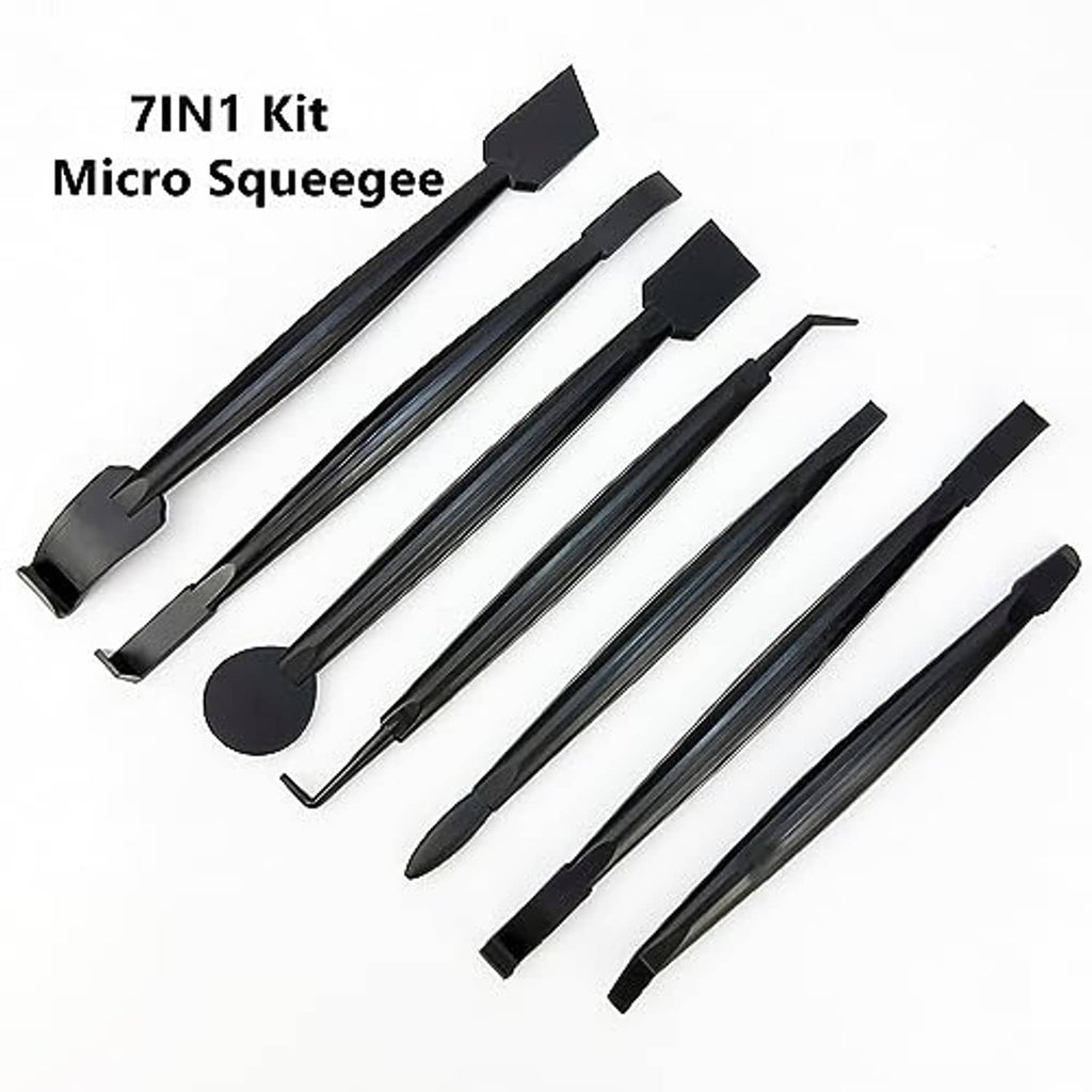 7-piece micro squeegee and edge wrap trimming tool set for window tint application