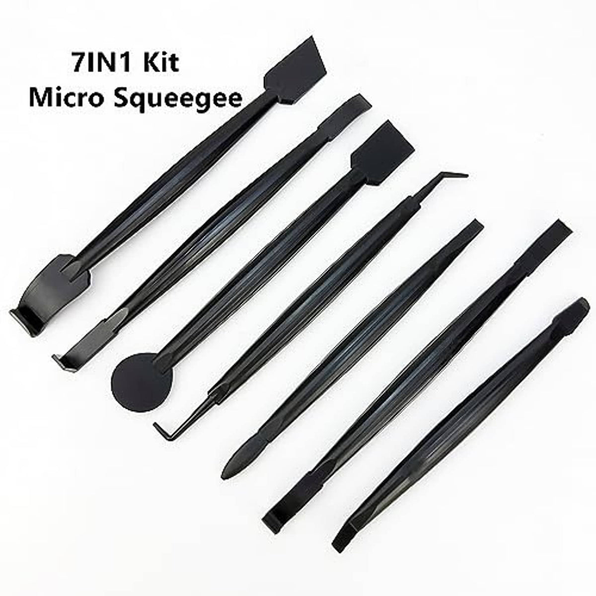 7-piece micro squeegee and edge wrap trimming tool set for window tint application