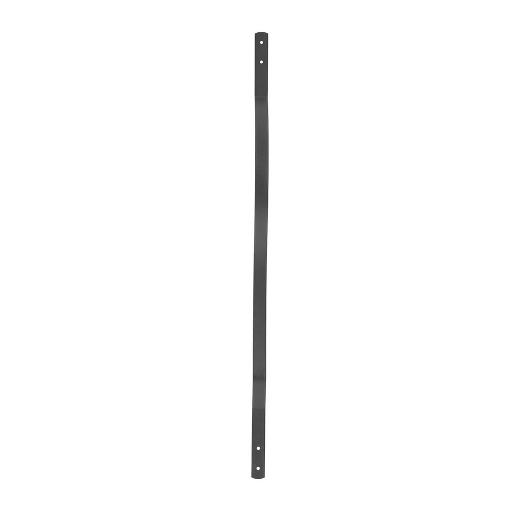 Black steel deck baluster spindle with end mounting holes, straight wave design