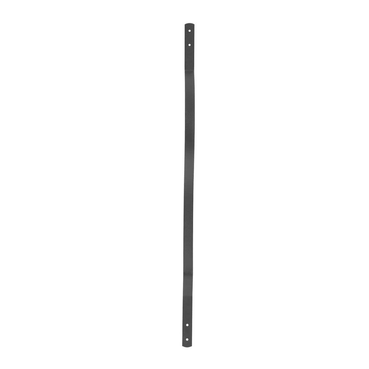 Black steel deck baluster spindle with end mounting holes, straight wave design