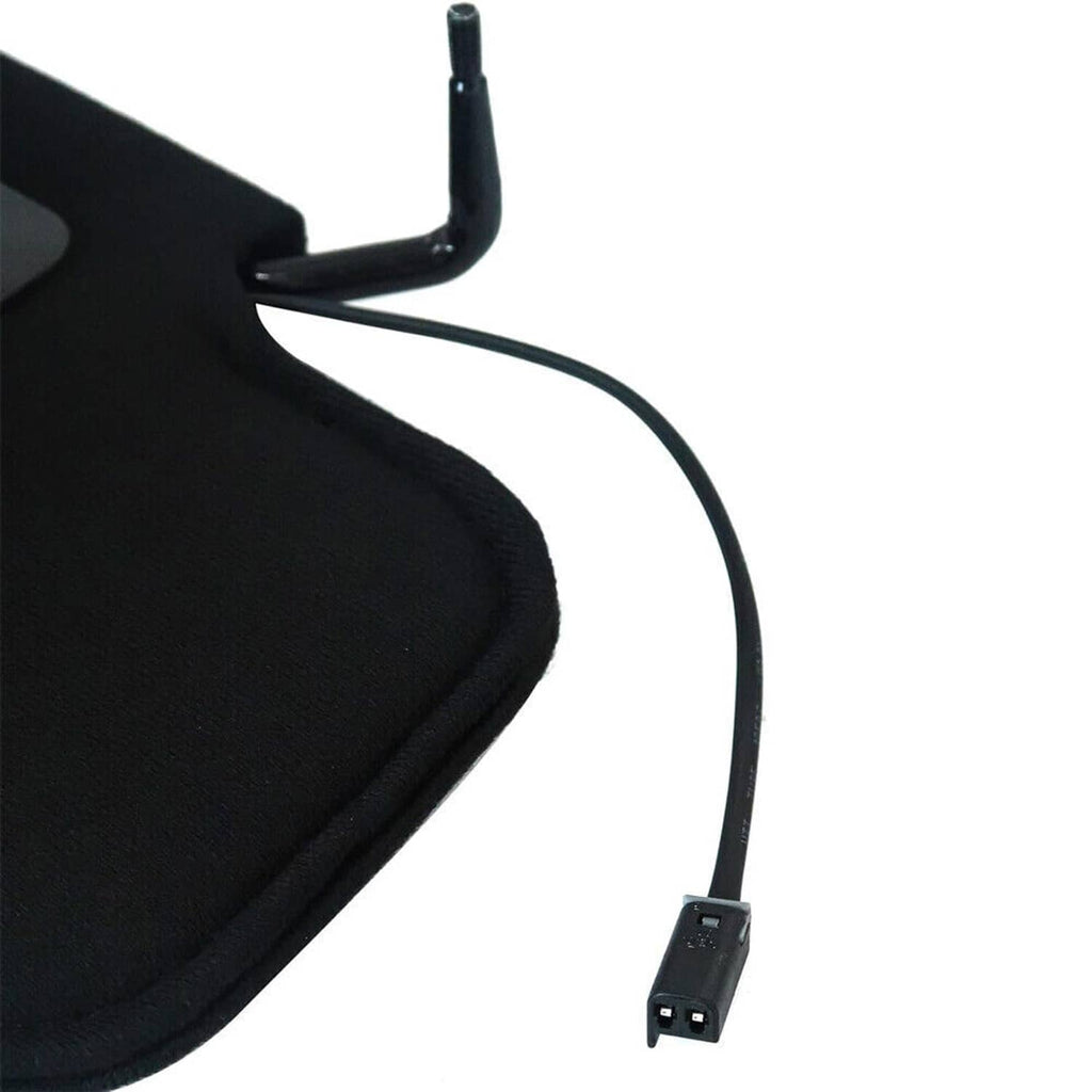 Black sun visor with hanging mounting wire and connector for installation