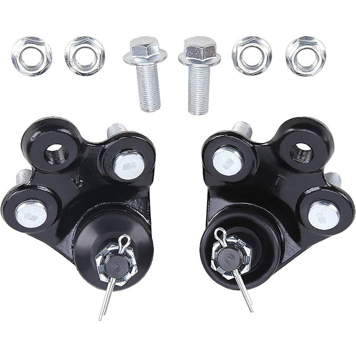 Black ball joint pairs with metal hardware and hex nuts