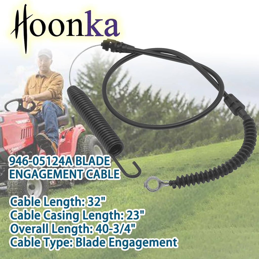 Black blade engagement cable with coiled section and hook-style bracket ends