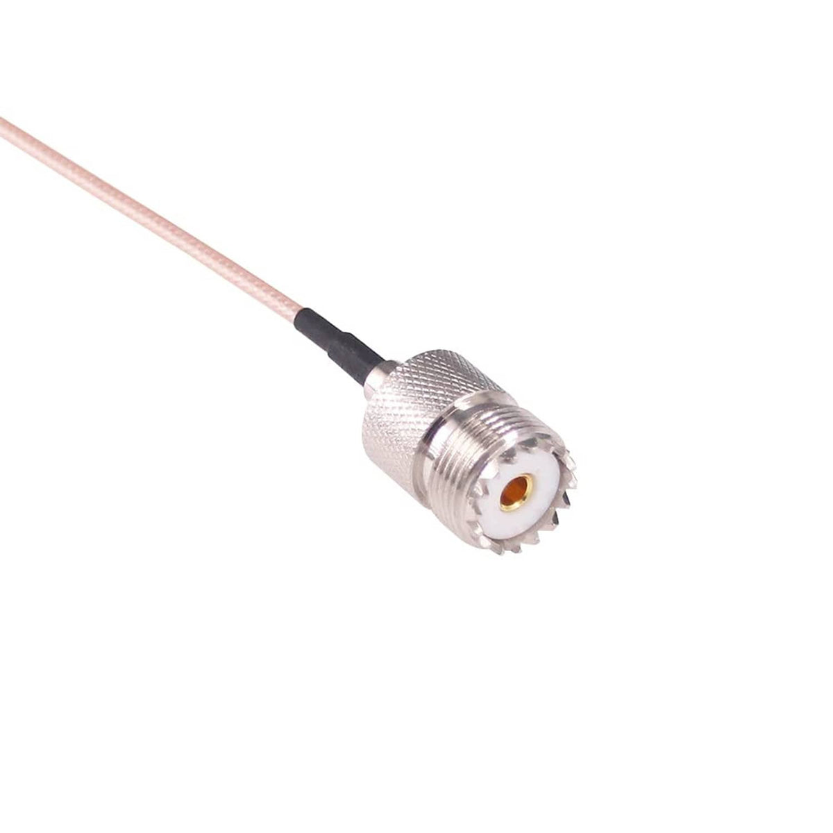 RG316 BNC male connector end on coax extension cable, silver metal