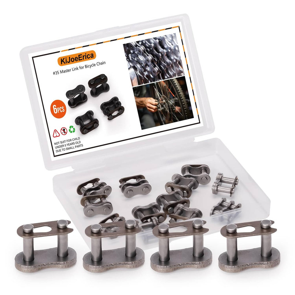Bike chain master link connector, steel gray, 6-pc set with pins and bolts