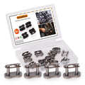 Bike chain master link connector, steel gray, 6-pc set with pins and bolts