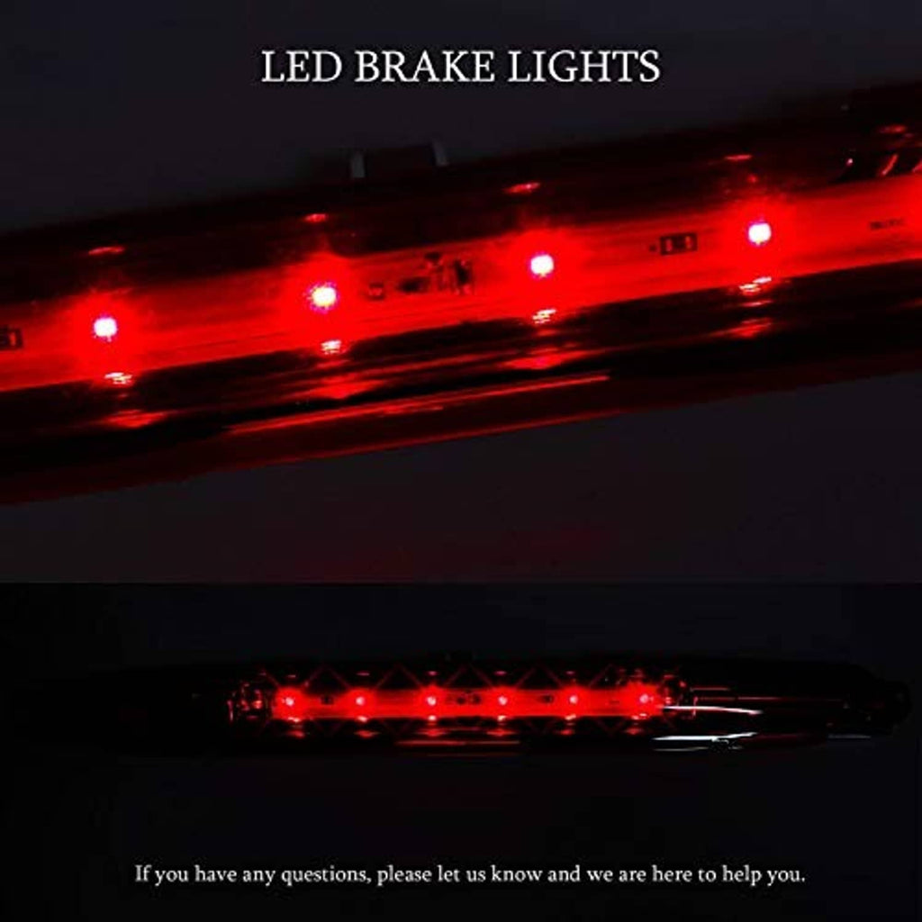 Illuminated LED third brake light with red lens and multiple bright LED points