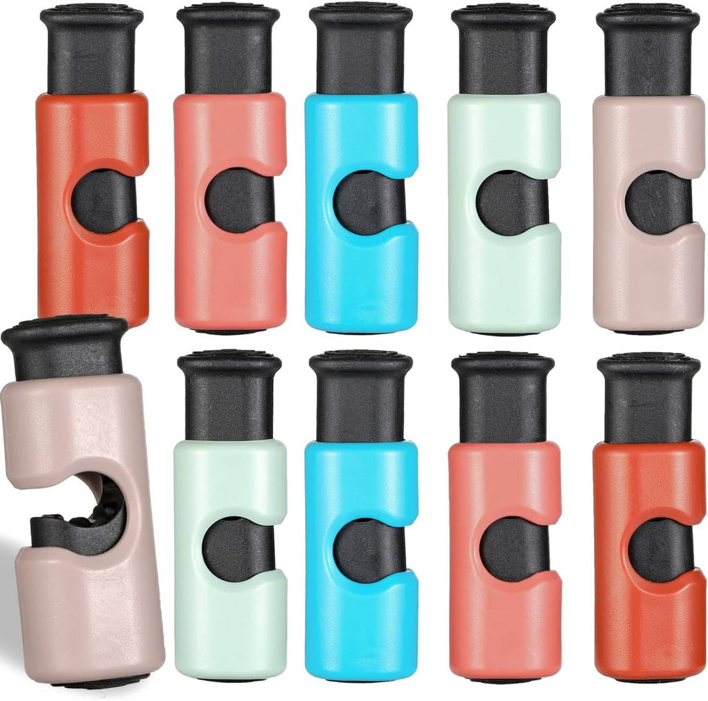 10-pack colored squeeze-and-lock bag clips, each with a black squeeze latch