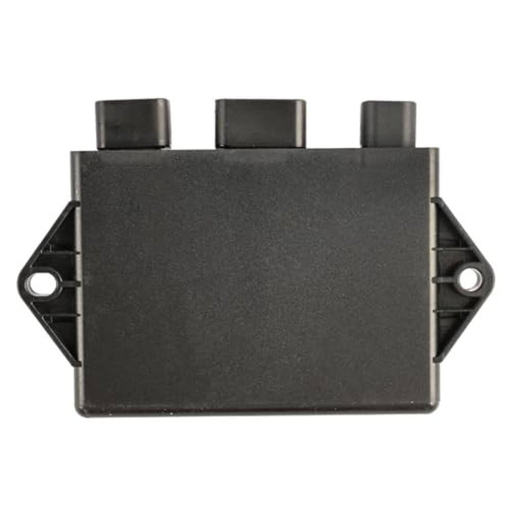 Black CDI ignitor box with two upper cylindrical connectors and side mounting tabs