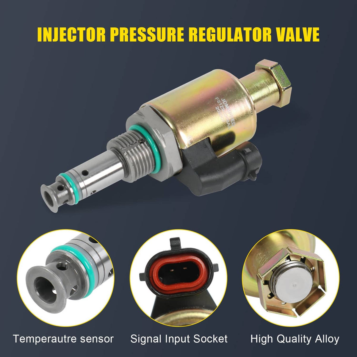 Fuel injection pressure regulator valve with metal body, green seal ring, and mounting hardware
