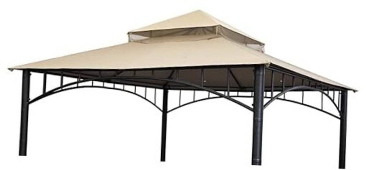 Light beige replacement gazebo roof canopy with arched side panels and peaked top