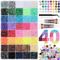Multicolor 3mm rhinestones in a clear compartment storage tray for bedazzling crafts