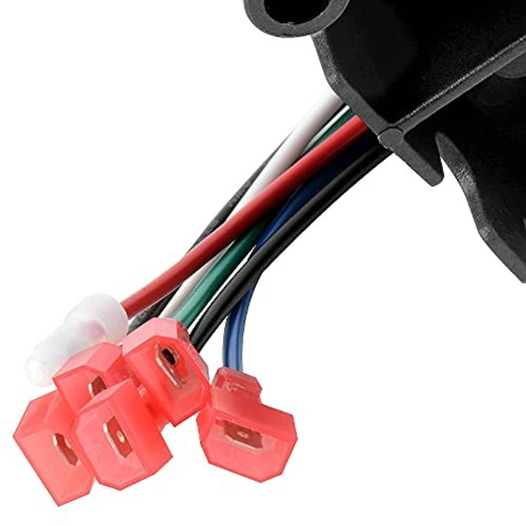 Golf cart switch wiring connectors with red plastic plugs and colored wires