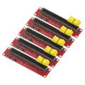 Set of five 10k slide potentiometer switch modules on red PCB boards with yellow knobs