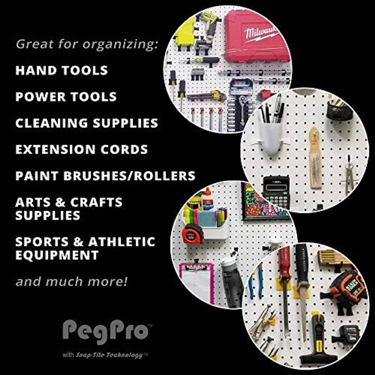 Pegboard hook kit layout for organizing tools on perforated boards