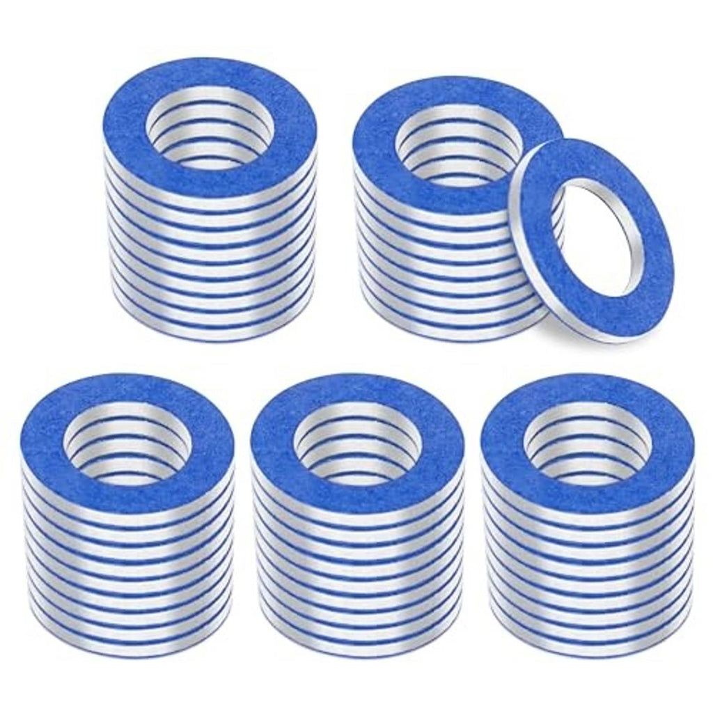 Blue oil drain plug crush washer gasket set, M12 aluminum sealing washers (5 pack)