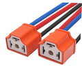 H4 female plug pigtail connectors, orange housings with four-pin socket contacts