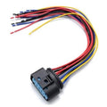 14-pin headlight connector pigtail plug with multicolor wire harness and blue socket