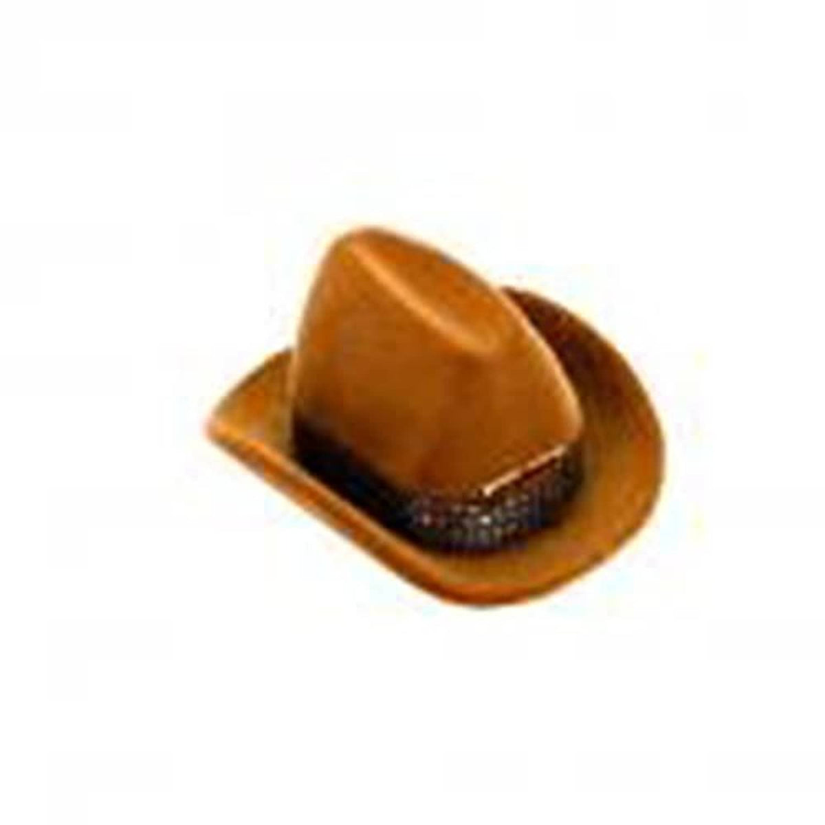 Brown velvet cowboy hat jewelry box with textured dark band detail