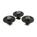 Three black mower deck spindles with metal housings and grease fittings