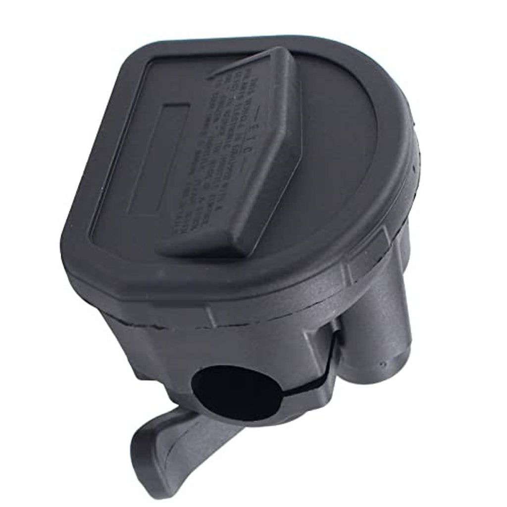 Black throttle lever housing with text panel and side lever arm
