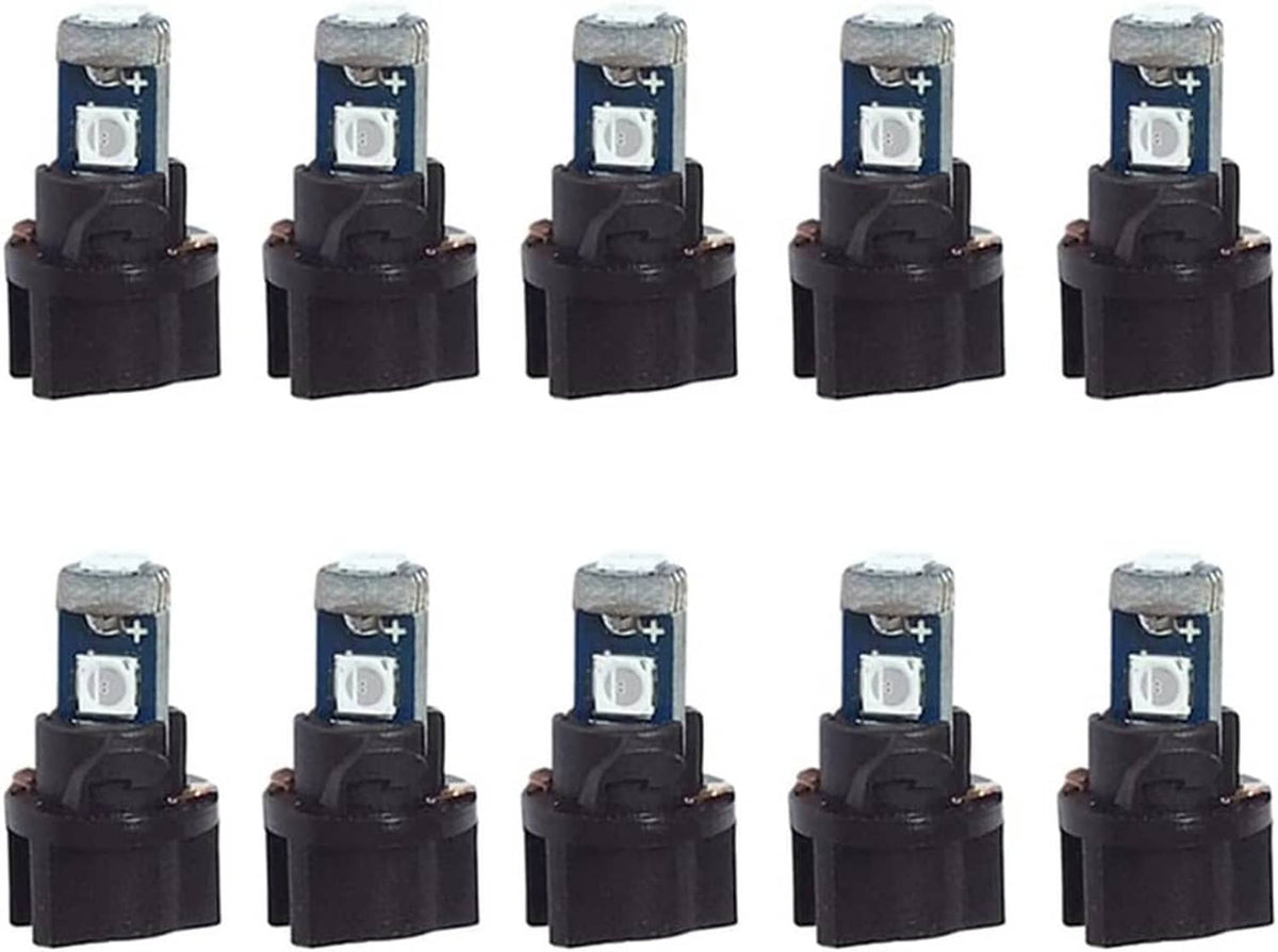 Wedge LED bulb multipack with blue emitter and black twist socket bases, lineup view.