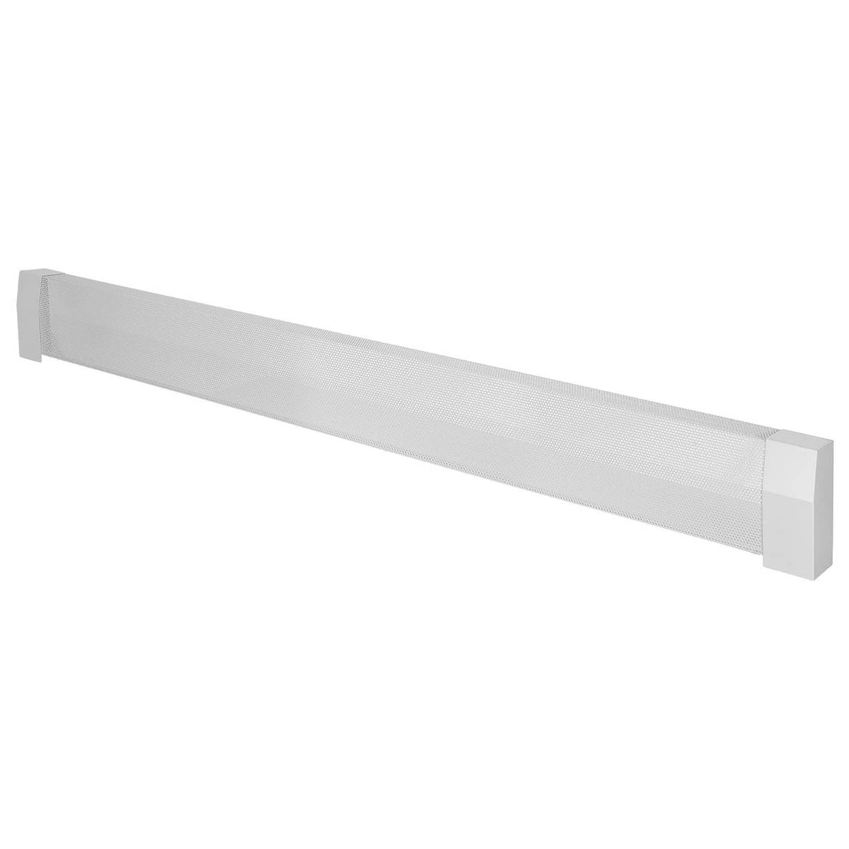 White baseboard heater cover with vented front and recessed side end blocks