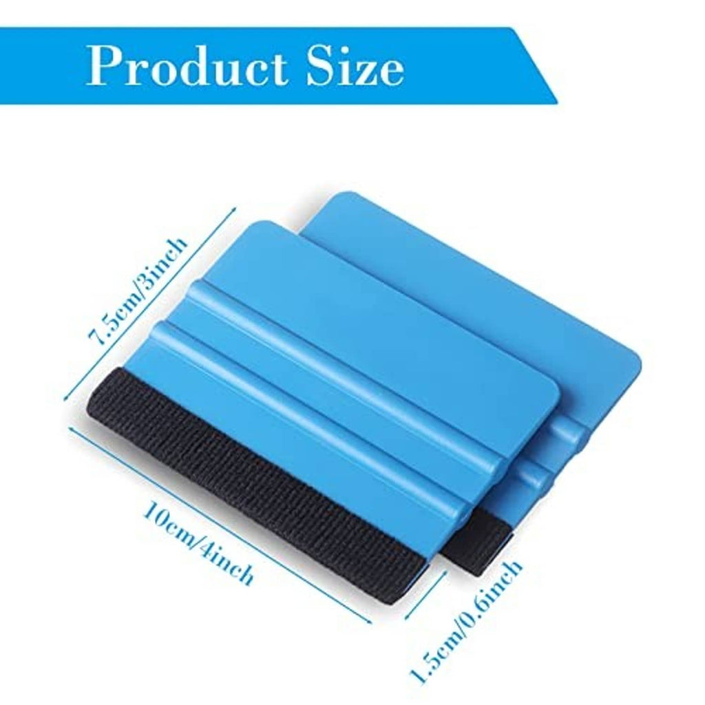Blue vinyl squeegee with black felt edge, ridged scraper pad
