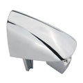 Silver chrome door handle cover with curved, rounded outer shell