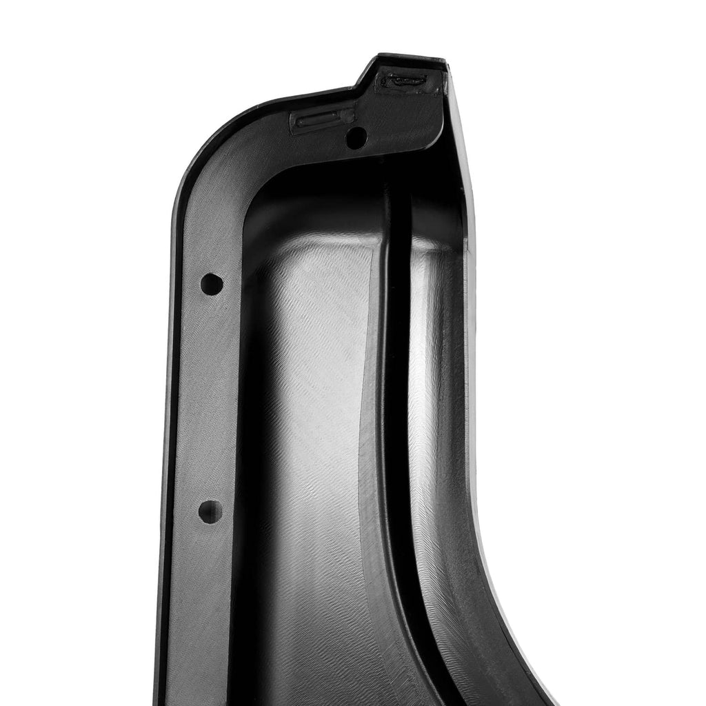 Black left fender cap interior opening with mounting holes on bracket