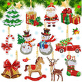 Diamond art Christmas ornament set with assorted tree, Santa, snowman, reindeer, and gifts