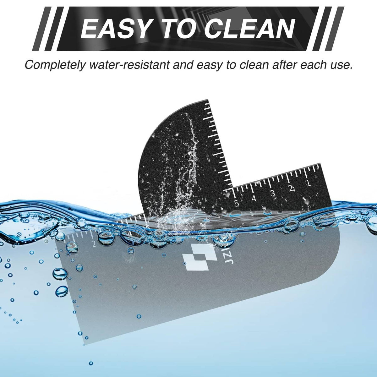 Black hairline shaping card with ruler, water-resistant surface for easy cleaning