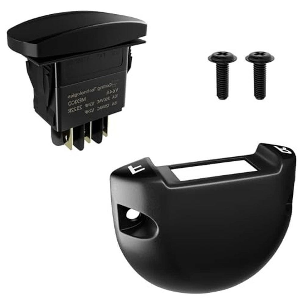 Black forward/reverse rocker switch with housing, screws, and F/R rocker labels