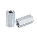 Galvanized hex coupling nuts with M12 thread, cylindrical bodies (two)