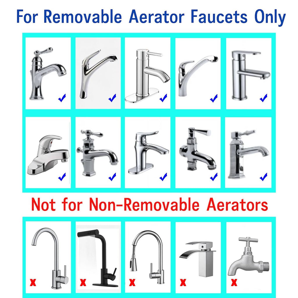 Faucet aerator adapter compatibility for removable aerator faucets only